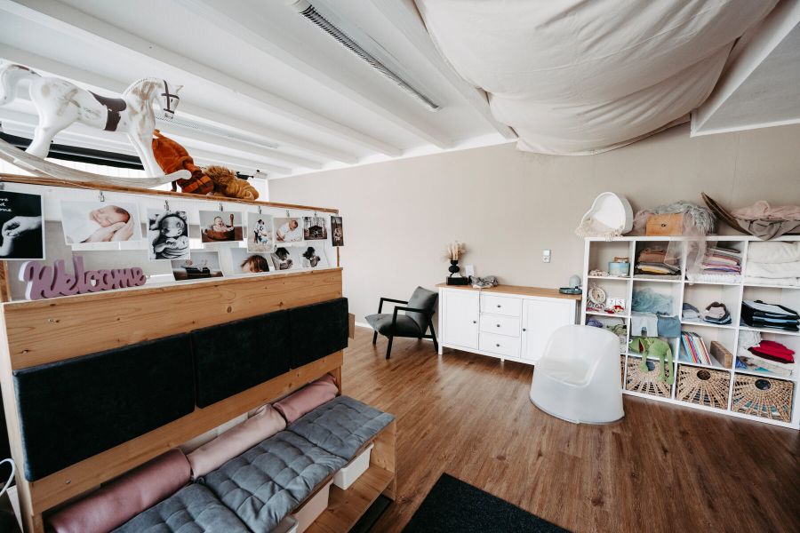 Die Neugeborenen-Ecke im Fotostudio